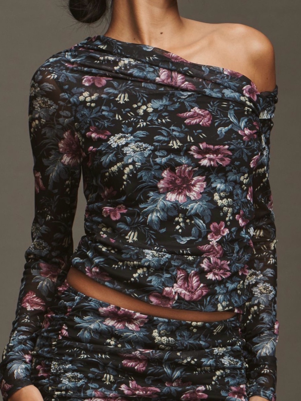 Anthropologie Mesh Long-Sleeve
Asymmetric Top